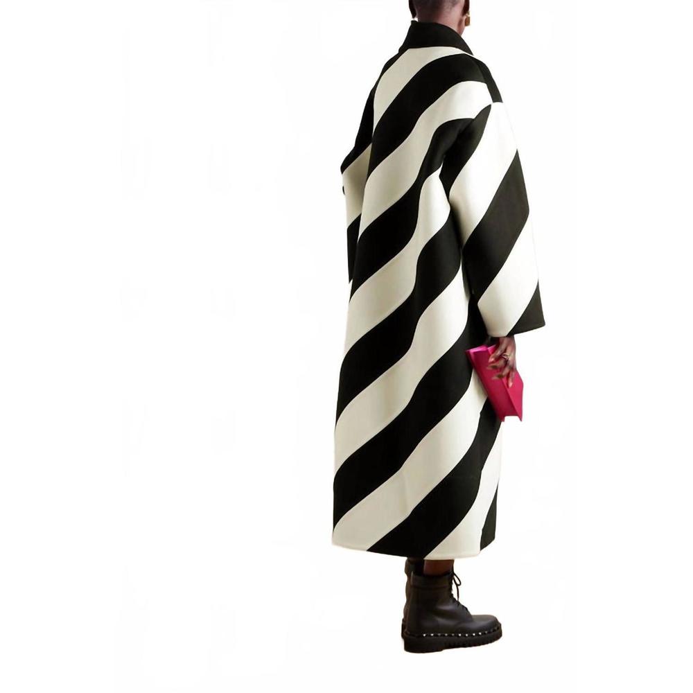 NEW VALENTINO oversized striped coat in monochrome - Picture 3 of 5